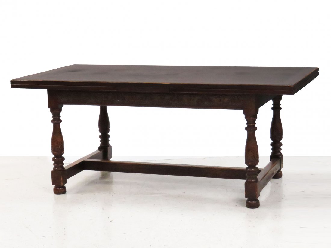 CHARLES I STYLE CARVED OAK DRAW TOP DINING TABLE (1 of 4)