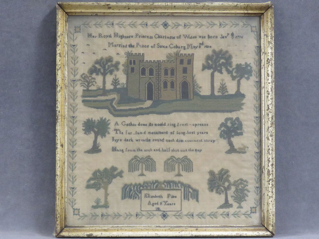 NEEDLEPOINT SAMPLER, SIGNED ELIZABETH PIKE (1 of 4)