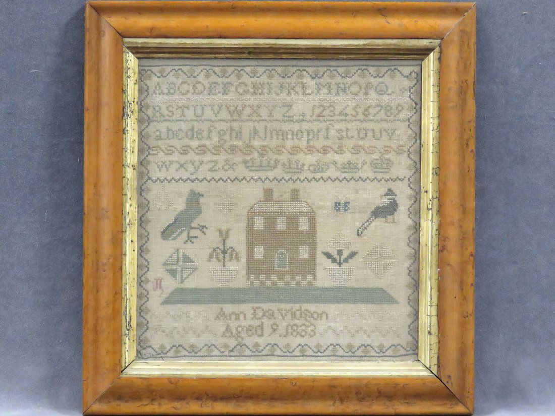 NEEDLEPOINT SAMPLER, SIGNED ANN DAVIDSON, AGE 9 (1 of 6)