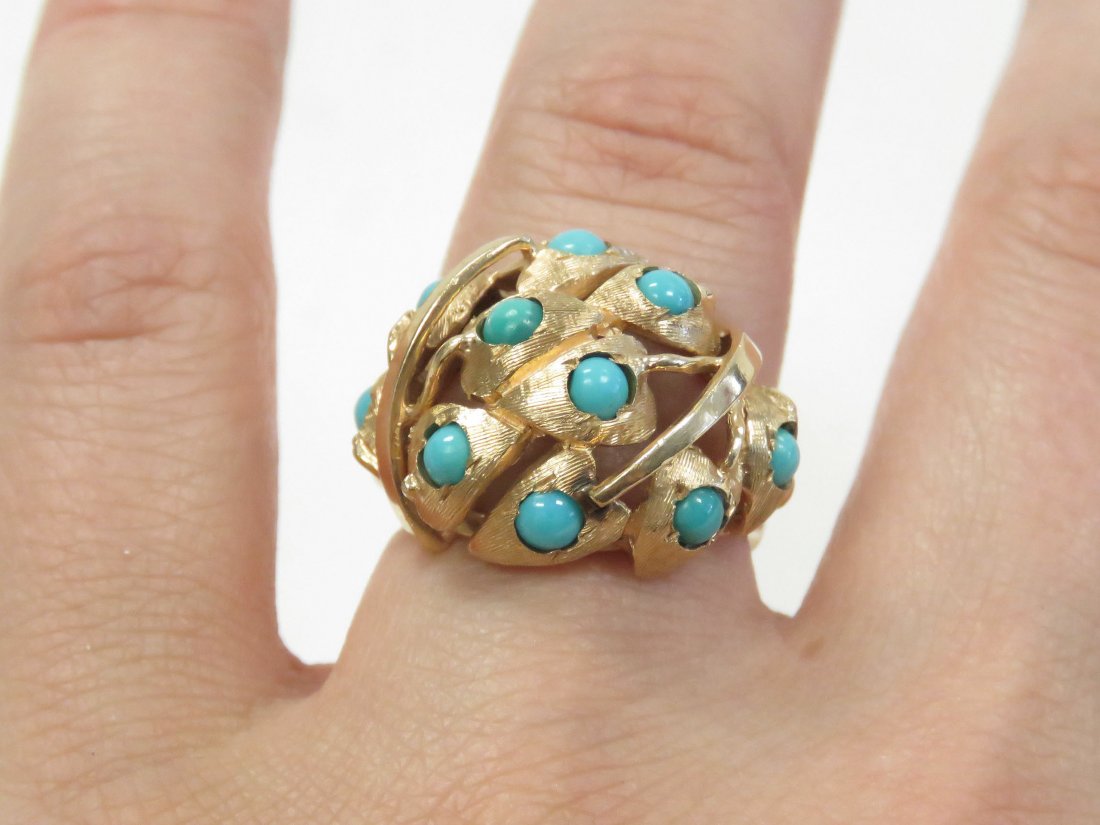 14K YELLOW GOLD TURQUOISE COCKTAIL RING (1 of 4)