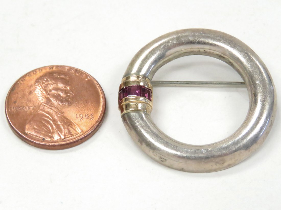 STERLING AND 14K YELLOW GOLD RUBY CIRCLE PENDANT (1 of 2)