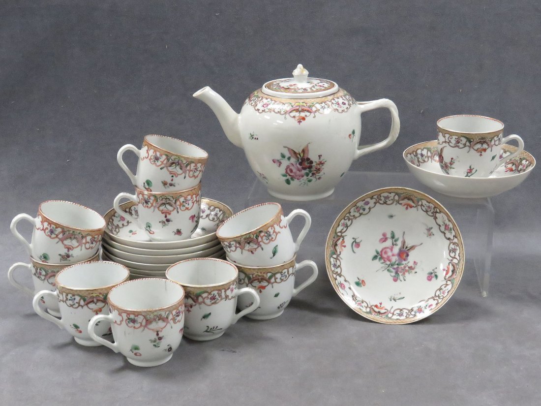 LOT (21) CHINESE EXPORT PORCELAIN PARTIAL TEA SET (1 of 6)