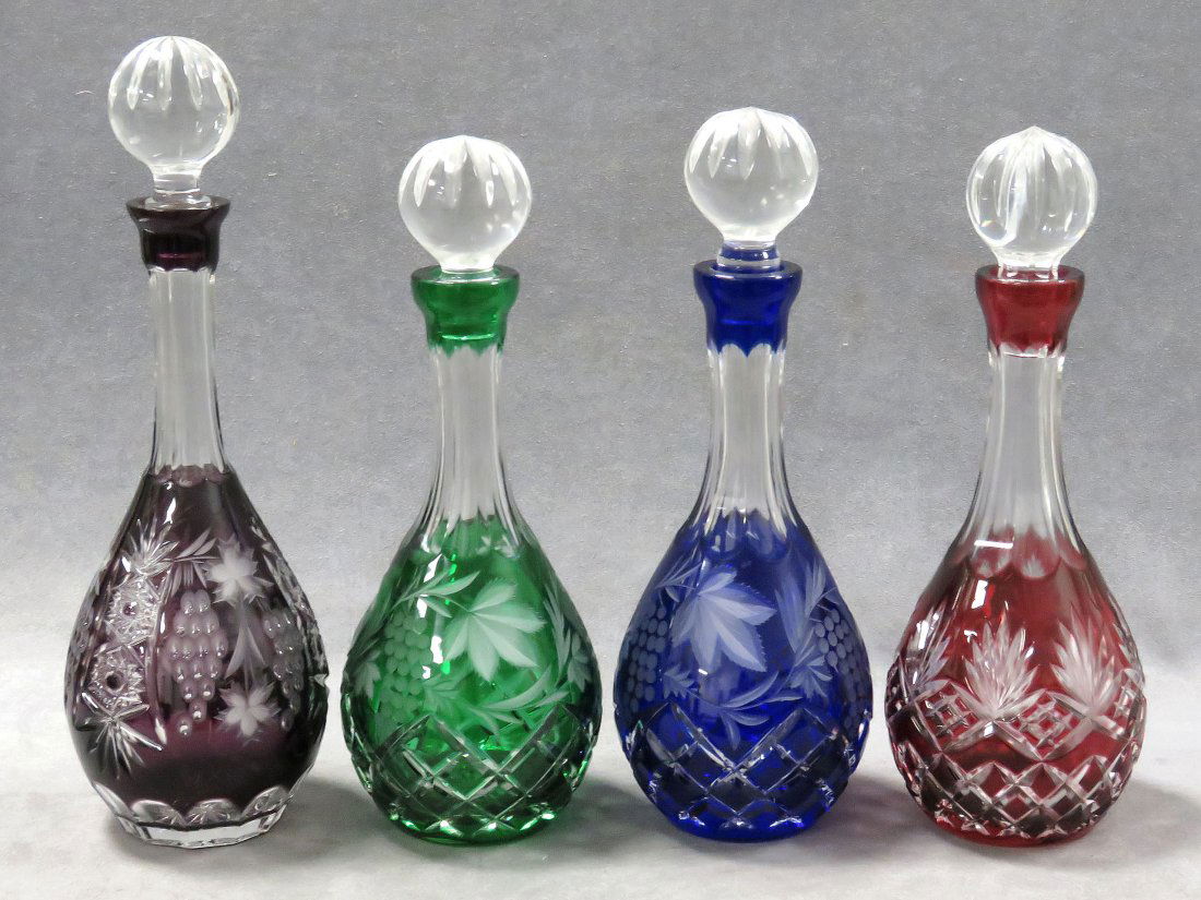LOT (4) BOHEMIAN GLASS DECANTERS (1 of 3)