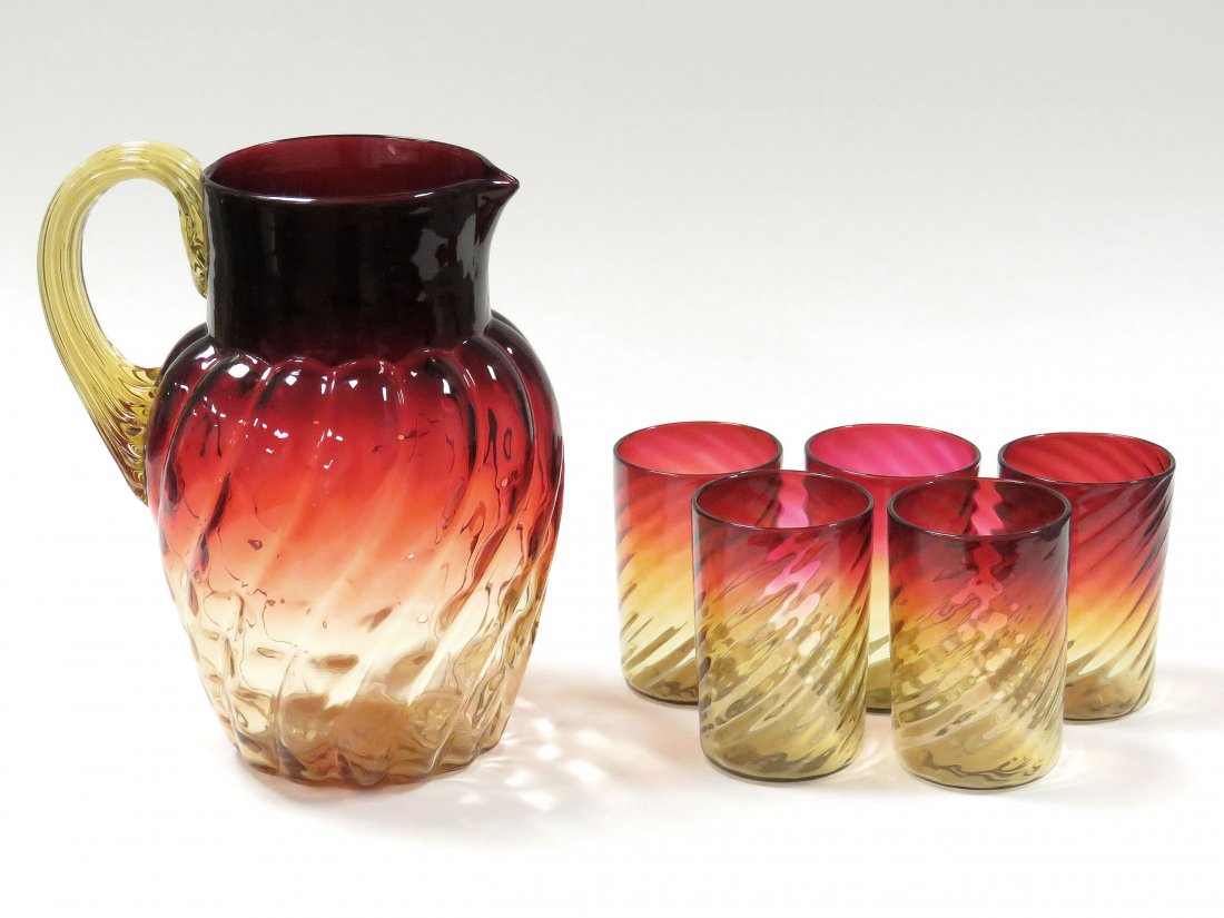 SET (6) INCLUDING AMERINA SWIRLED PITCHER (1 of 4)