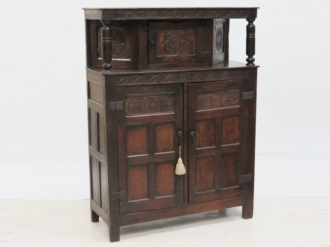 JACOBEAN CARVED OAK COURT CUPBOARD (1 of 5)