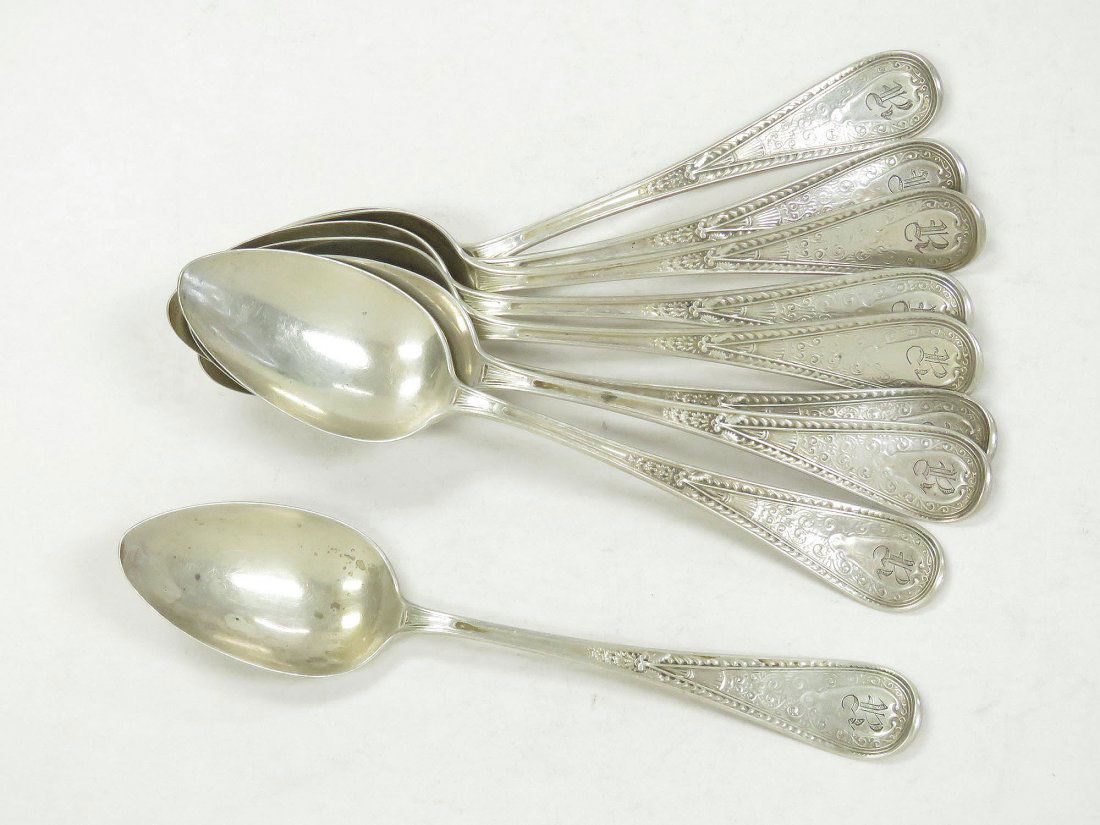SET (9) GORHAM "HINDOSTANCE" STERLING TEASPOONS (1 of 3)