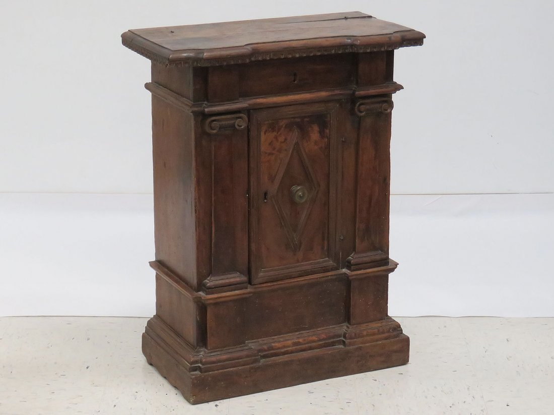 RENAISSANCE CARVED WALNUT LIFT TOP CABINET (1 of 5)