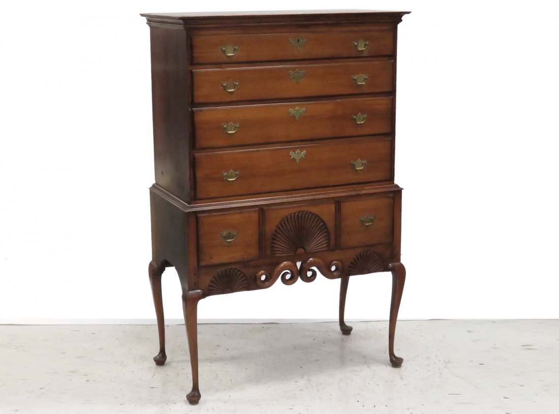 NEW ENGLAND QUEEN ANNE SHELL HIGHBOY (1 of 5)
