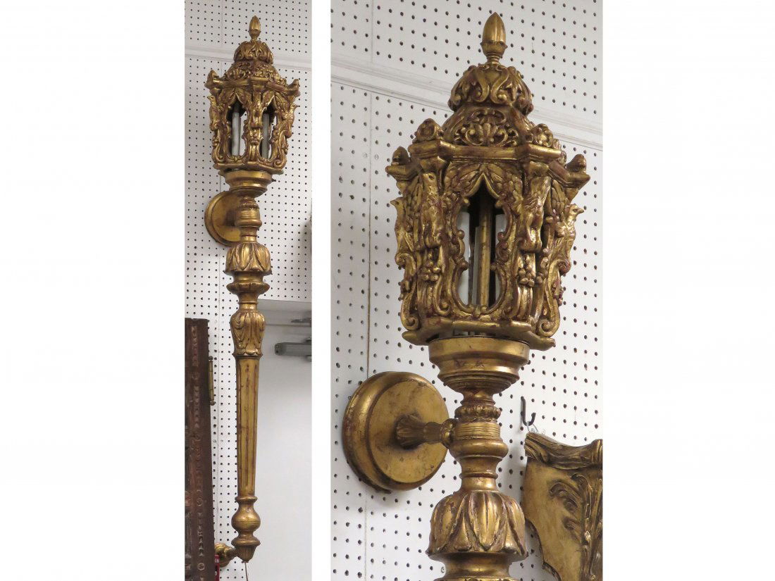 FRENCH STYLE PALACE SIZE GILT SCONCE (1 of 3)