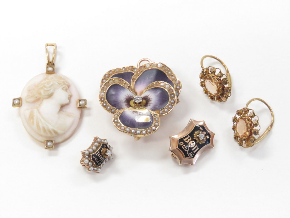 LOT (6) 14K YELLOW GOLD VINTAGE JEWELRY (1 of 3)