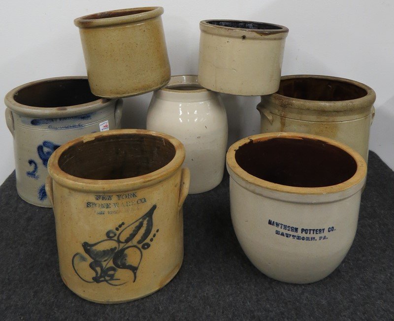 LOT (7) STONEWARE CROCKS (1 of 4)