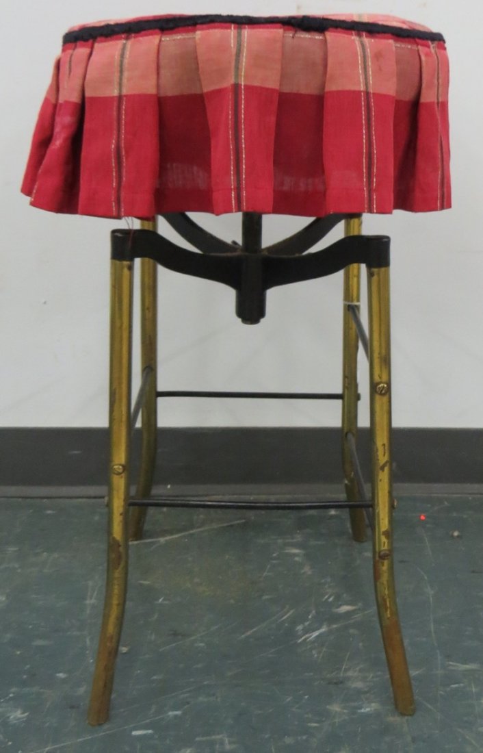 VINTAGE BRASS AND IRON ADJUSTABLE STOOL (1 of 1)