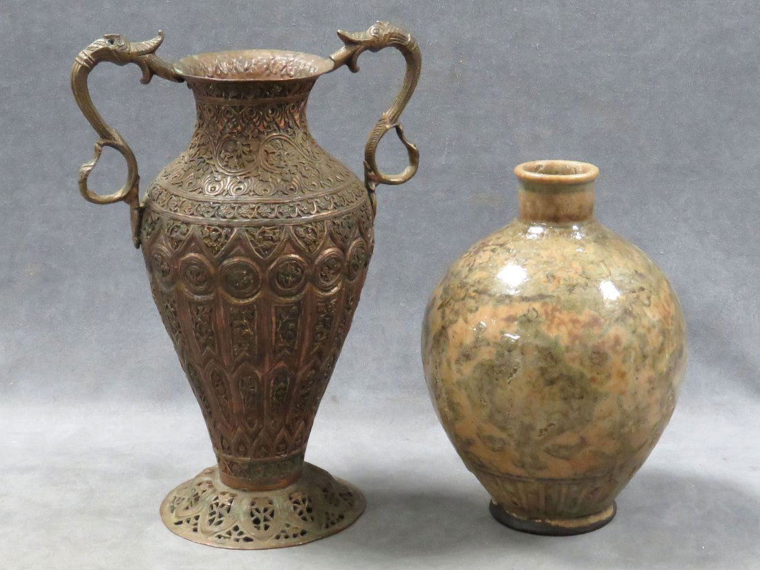 LOT (2) PERSIAN INCLUDING KASHAN GLAZED POTTERY (1 of 5)