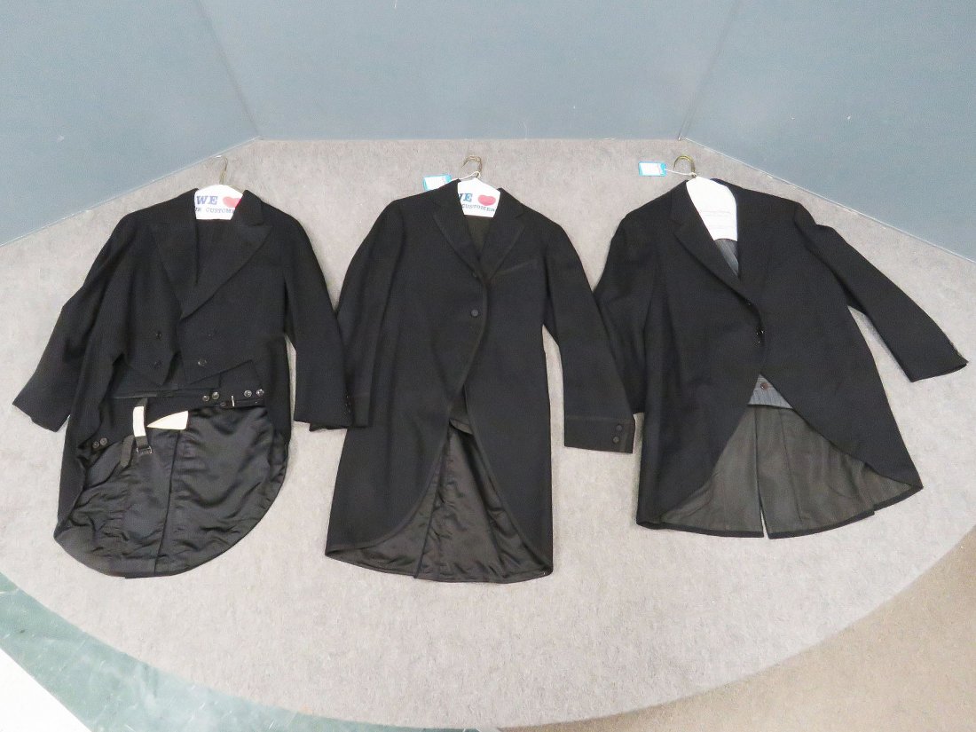 LOT (3) VINTAGE WOOL AND SATIN COLLAR TUXEDO TAILS (1 of 1)