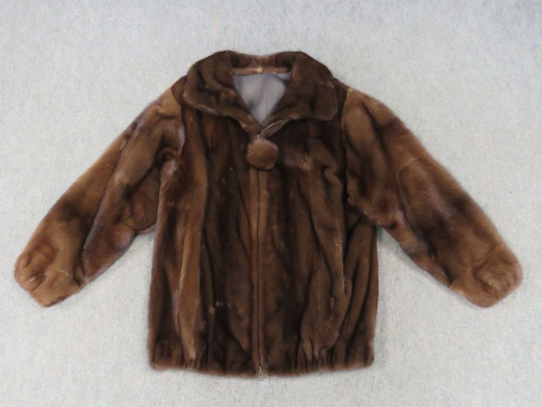 BROWN MINK ZIPPERED JACKET: BROWN MINK ZIPPERED JACKET