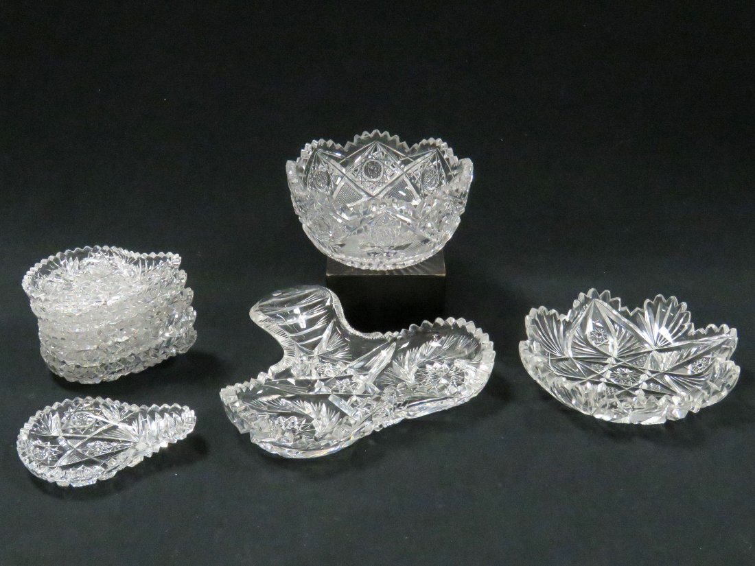 LOT (9) AMERICAN BRILLIANT CUT GLASS (1 of 1)