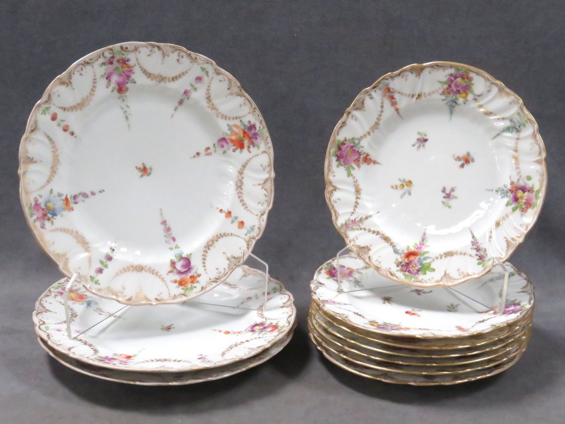 LOT (10) DRESDEN HAND DECORATED PORCELAIN DESSERT (1 of 4)