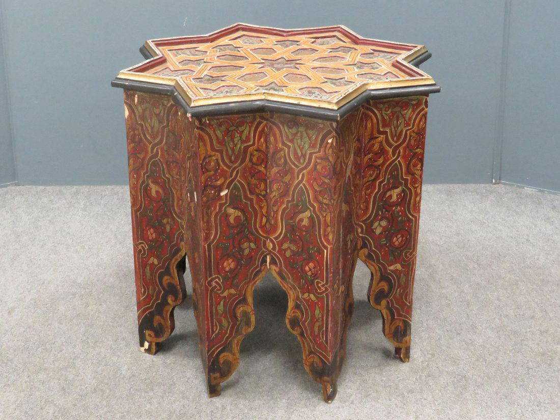 MOORISH CARVED AND PAINTED STAND, 19/20TH CENTURY (1 of 2)