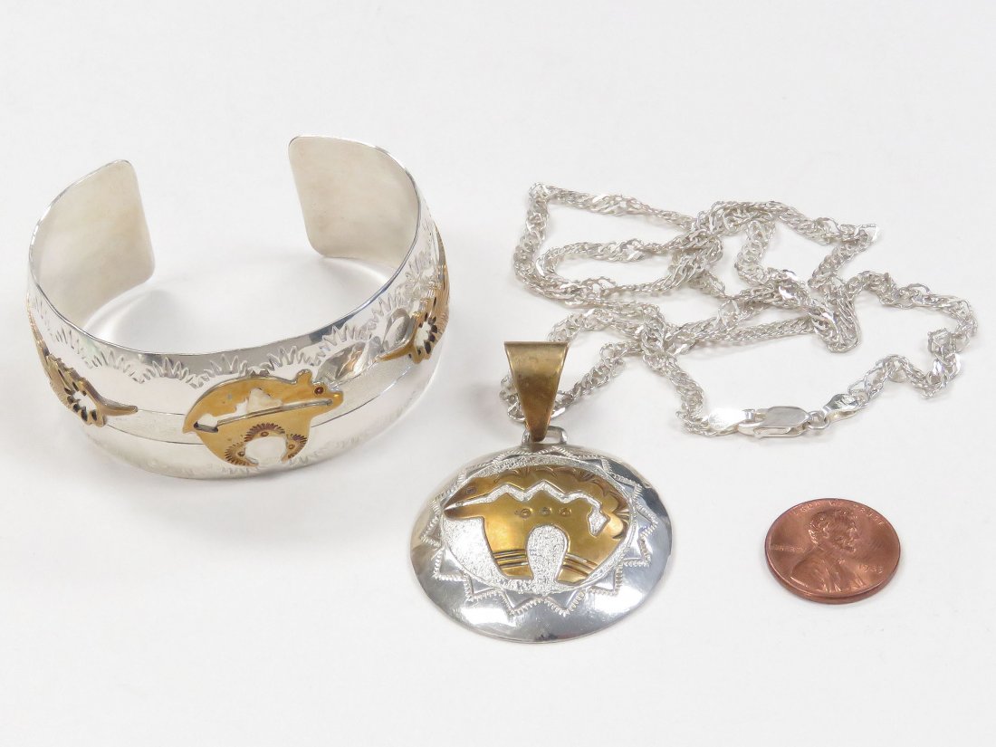 LOT (2) NATIVE AMERICAN INDIAN STERLING SILVER (1 of 4)