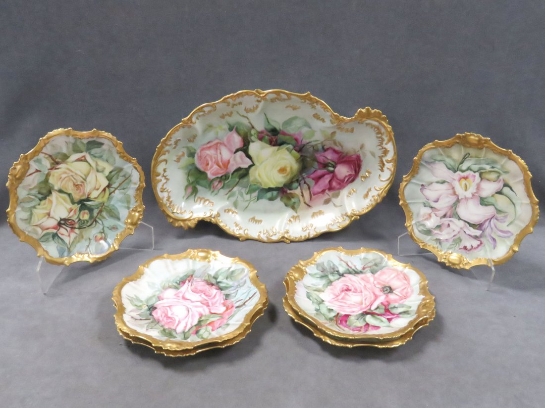 SET (6) FRENCH LIMOGES HAND DECORATED PLATES (1 of 4)