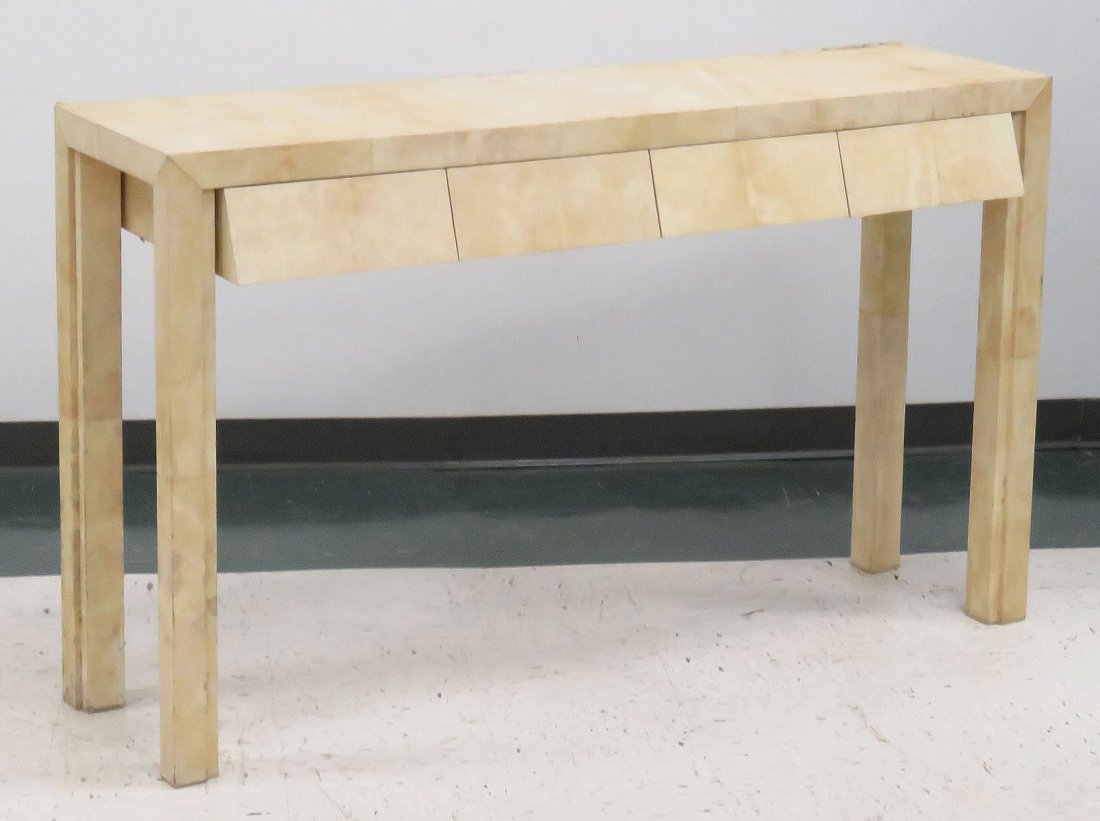 R & Y AUGOUSTI 3-DRAWER PARCHMENT CONSOLE TABLE (1 of 6)