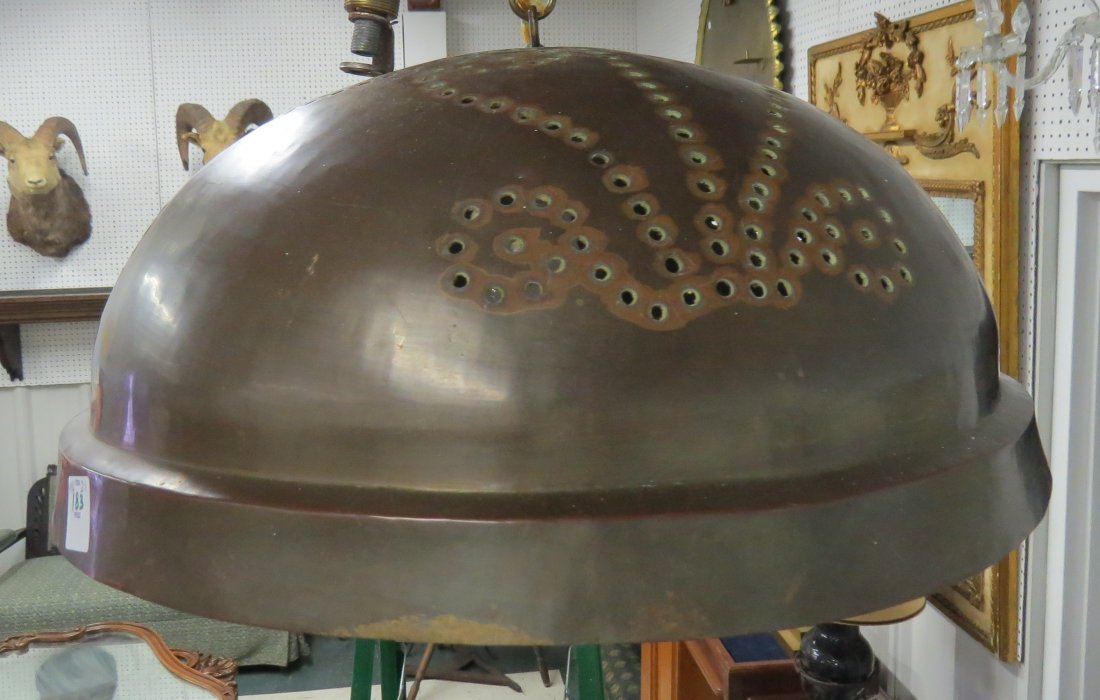 INDUSTRIAL PIERCED COPPER DOME HANGING FIXTURE (1 of 3)
