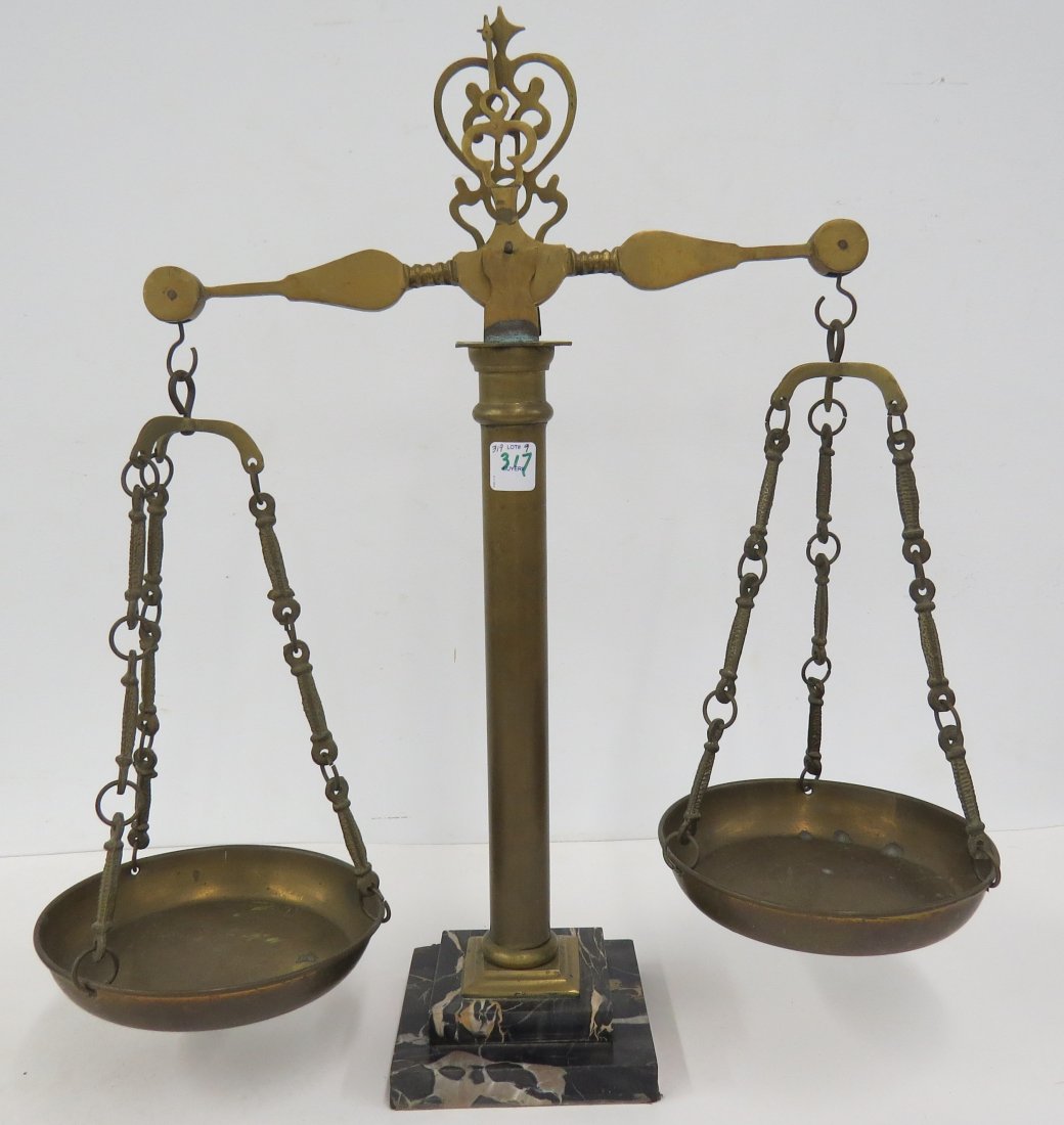 BRASS/MARBLE DOUBLE PAN SCALE (1 of 4)