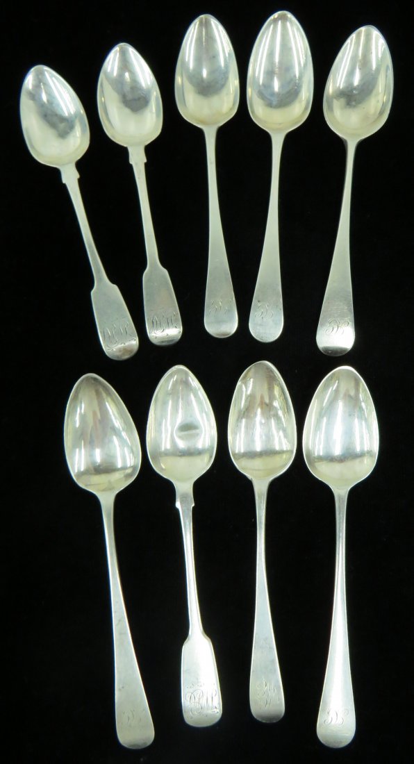 LOT ENGLISH STERLING TEASPOONS, MONOGRAMMED (1 of 4)