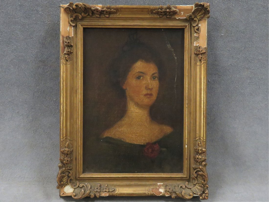 ADAH CLIFFORD MURPHY (AMERICAN 1859-1949), OIL: ADAH CLIFFORD MURPHY (AMERICAN 1859-1949), OIL ON CANVAS, YOUNG WOMAN, SIGNED. 7 X 5"; FRAMED 9 X 7"