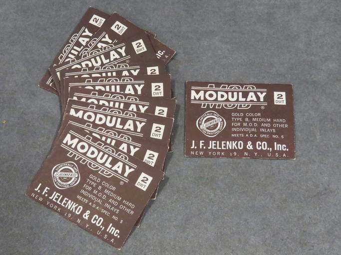 Lot Jelenko & Co. Modulay Dental Gold 20 Dwt/1ozt
