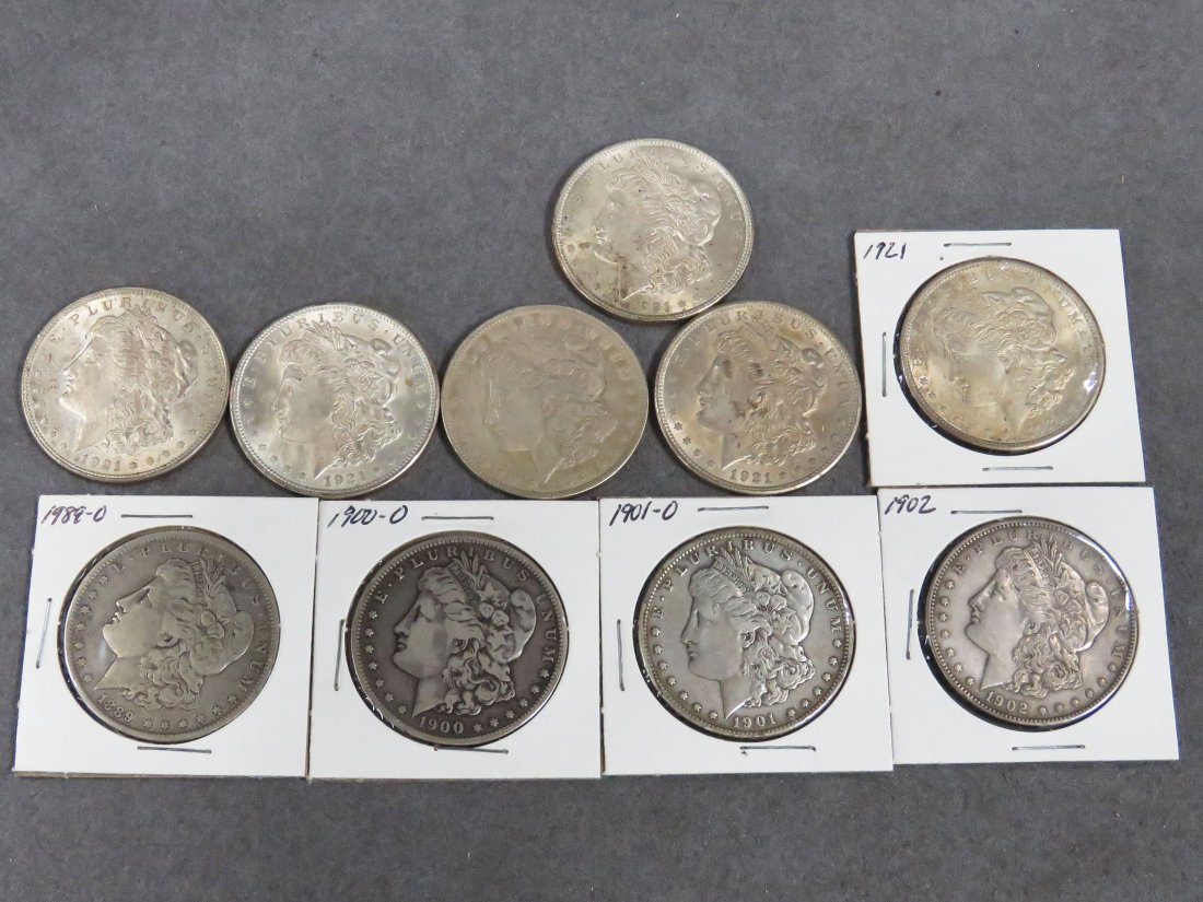 LOT (10) ASSORTED MORGAN SILVER DOLLAR COINS: LOT (10) ASSORTED MORGAN SILVER DOLLAR COINS