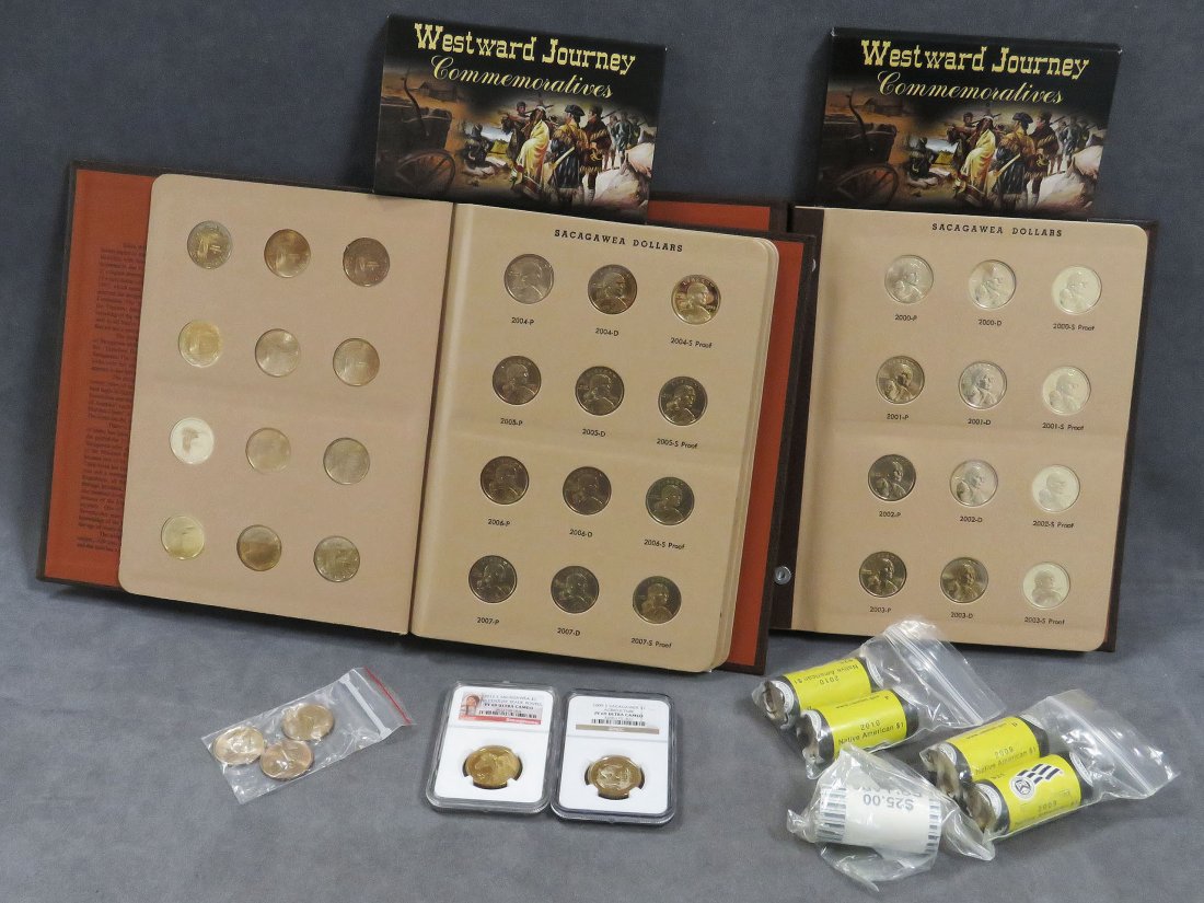LOT (170) ASSORTED 2000-2011 SACAGAWEA DOLLAR COIN: LOT (170) ASSORTED 2000-2011 SACAGAWEA DOLLAR COINS INCLUDING (2) DANSCO ALBUMS (INCLUDING PROOFS); 2009 & 2012 (PF-69, ULTRA CAMEO); 2000 & 2006 MINT MARK COLLECTIONS WITH COA, (5) ROLLS
