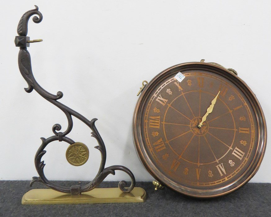 COPPER HANGING CLOCK WITH WALL BRACKET (1 of 3)