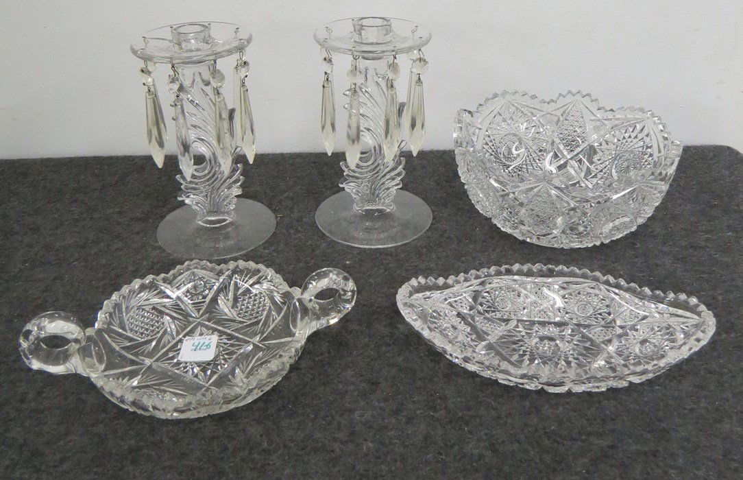 LOT (5) INCLUDING (3) VINTAGE CUT CRYSTAL BOWLS (1 of 5)