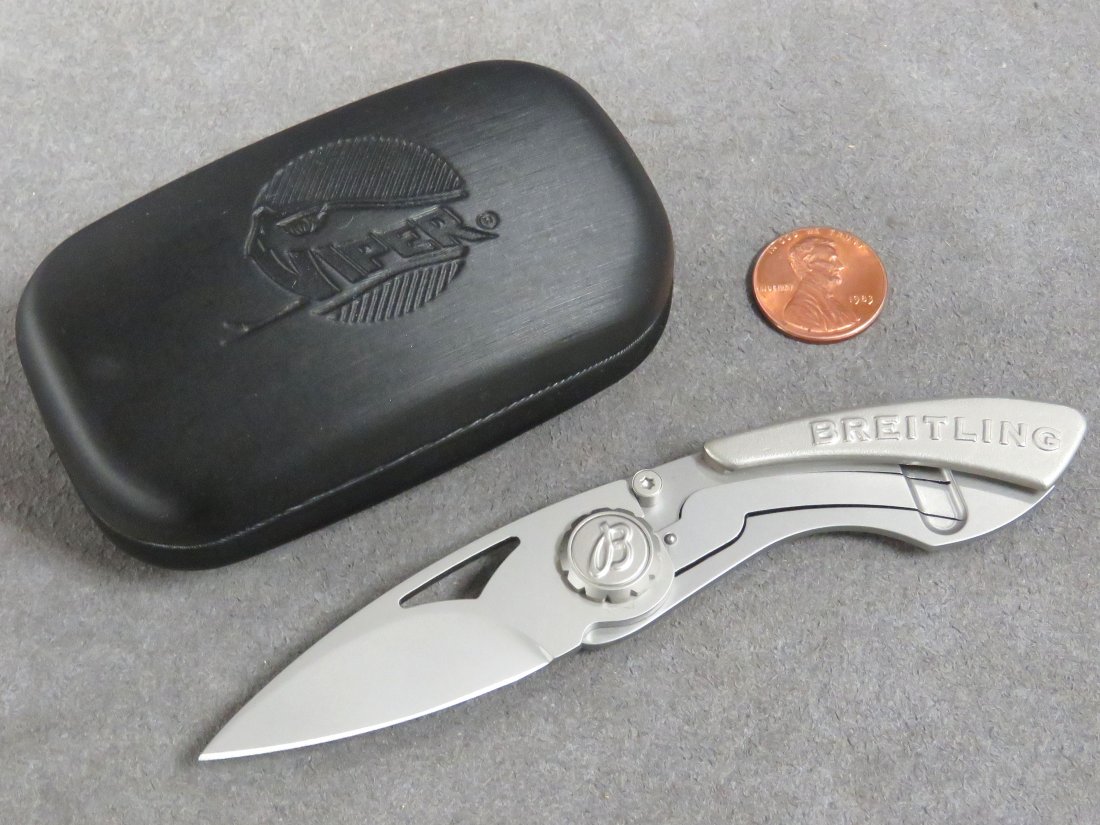 BREITLING STAINLESS FOLDING KNIFE: BREITLING STAINLESS FOLDING KNIFE, BY VIPER OF ITALY (WITH CASE)