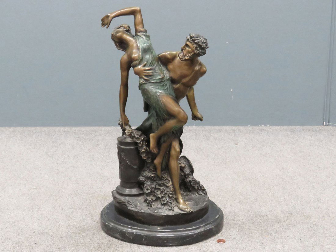 AFTER CLAUDE MICHEL CLODION (FRENCH 1738-1814): AFTER CLAUDE MICHEL CLODION (FRENCH 1738-1814) BRONZE, "NEPTUNE AND ANDROMEDA", SIGNED. HEIGHT 19 1/4"