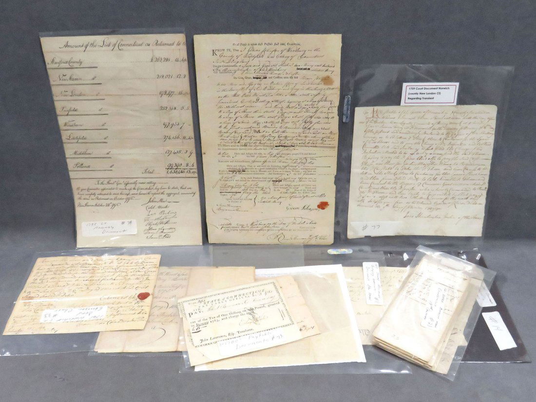 LOT (24) COLONY AND STATE OF CONNECTICUT DOCUMENTS (1 of 3)
