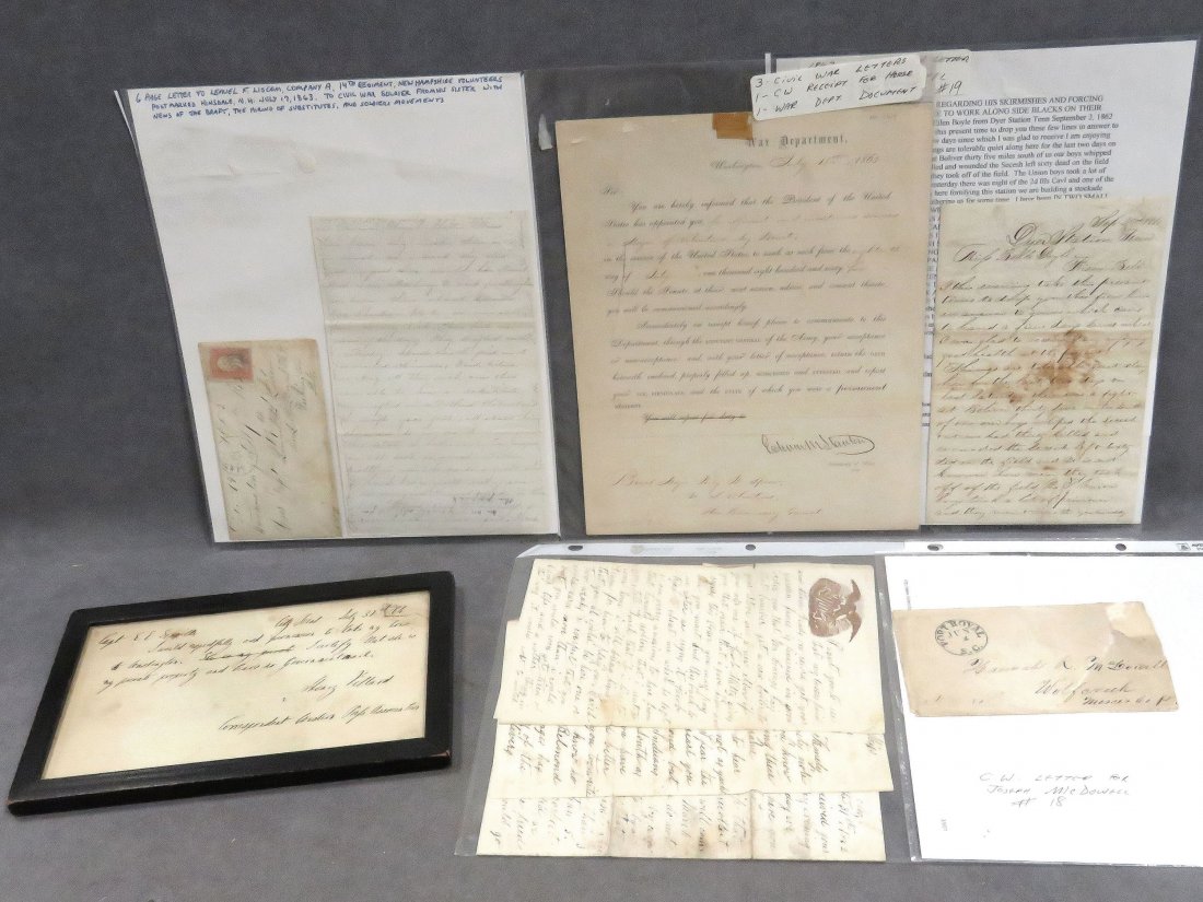 LOT (8) CIVIL WAR LETTERS, PASS, APPOINTMENT (1 of 4)
