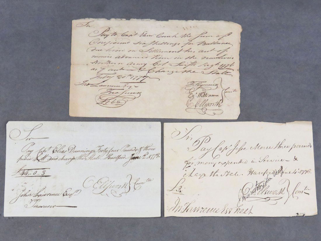 LOT (3) REVOLUTIONARY WAR PAY ORDERS, SIGNED (1 of 2)