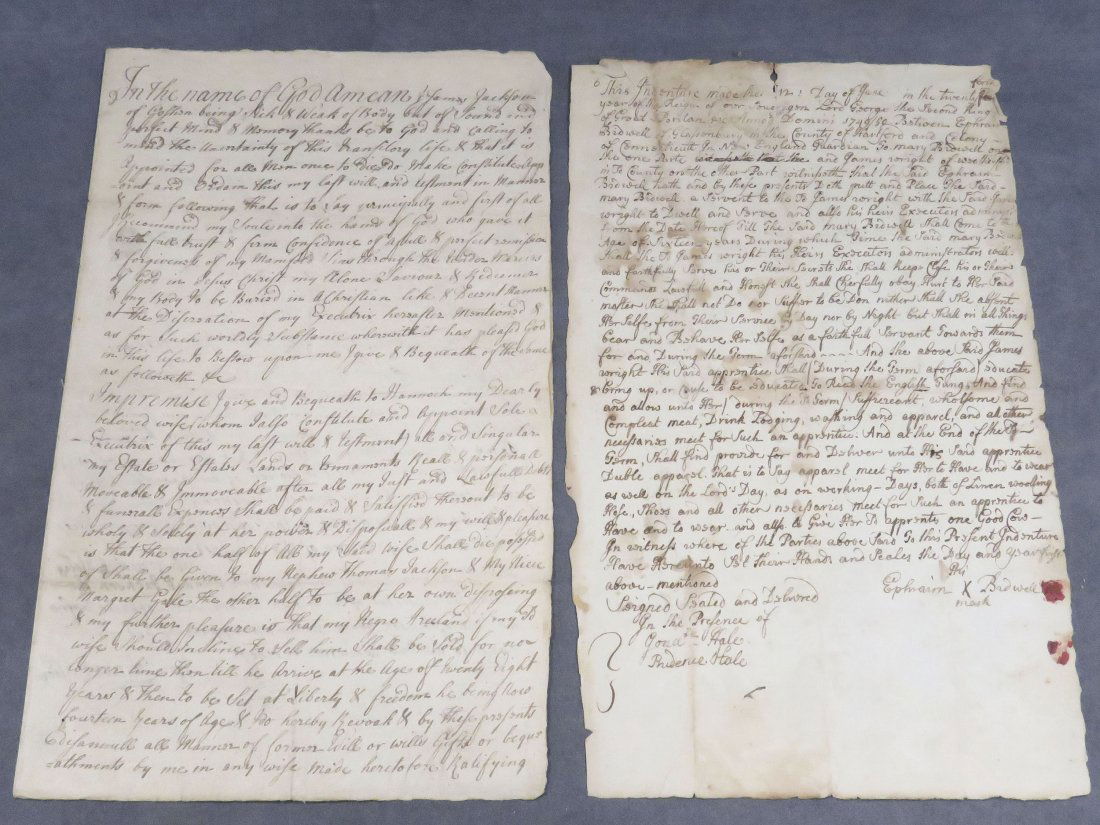 LOT (2) INCLUDING 1749/50 INDENTURED SERVANT (1 of 4)