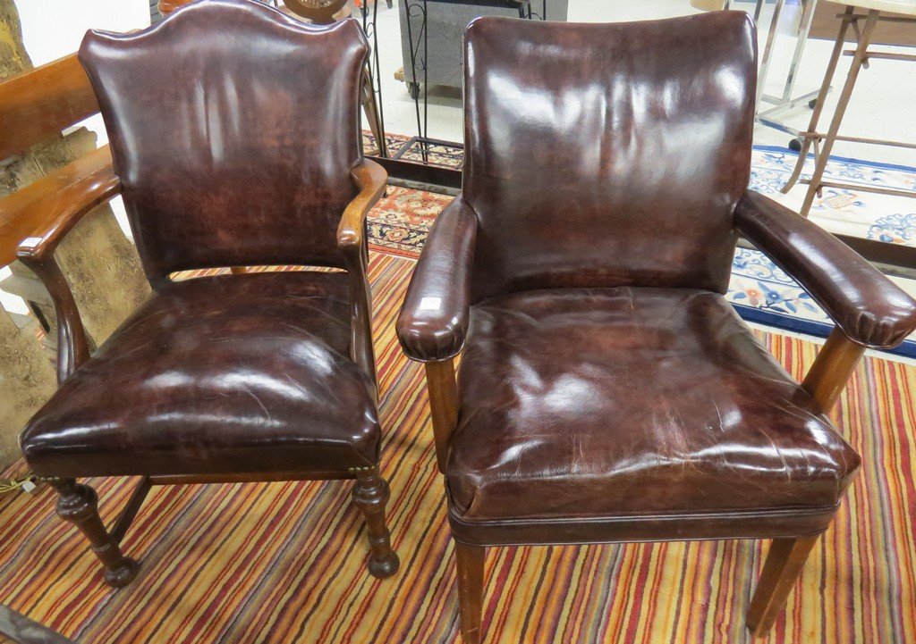 LOT (2) LEATHER OFFICE ARMCHAIRS (1 of 3)