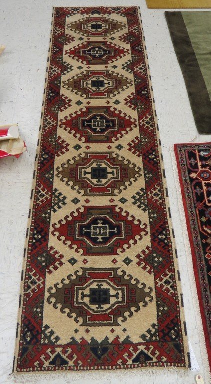 KAZAK IVORY RUNNER. 9'8" X 2'9" (1 of 2)