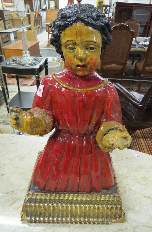 ITALIAN CARVED AND POLYCHROME SANTOS FIGURE, 18/19TH (1 of 7)