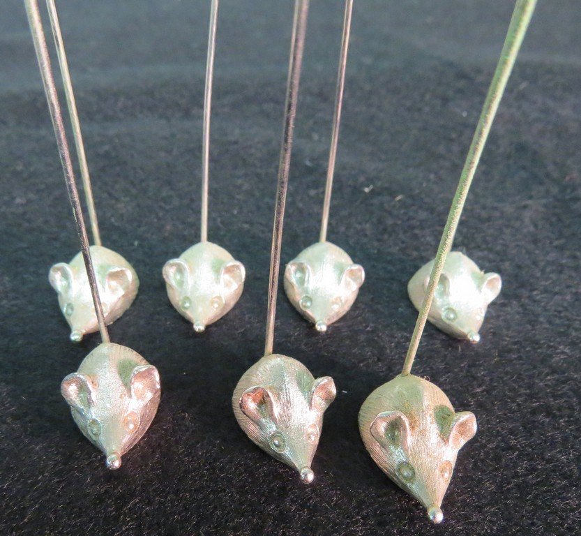 SET (7) NAPIER MICE CHEESE HOLDERS, SIGNED (1 of 5)