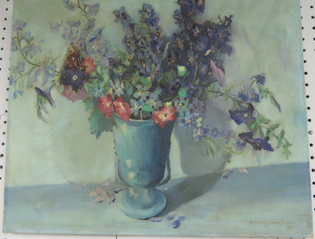 AMERICAN SCHOOL (20TH CENTURY), OIL ON CANVAS, VASE OF (1 of 3)