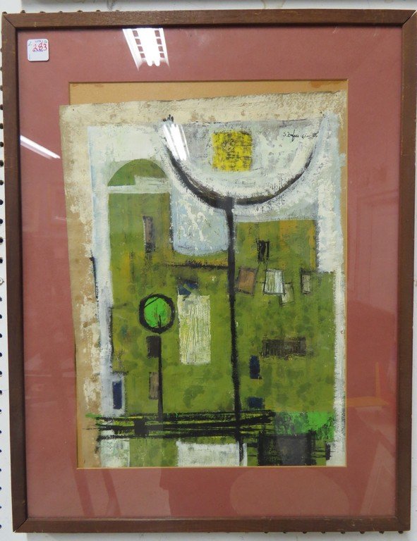 SHLOMO ZAFRIR (ISRAEL 1926-2002), OIL ON PAPER, (1 of 3)