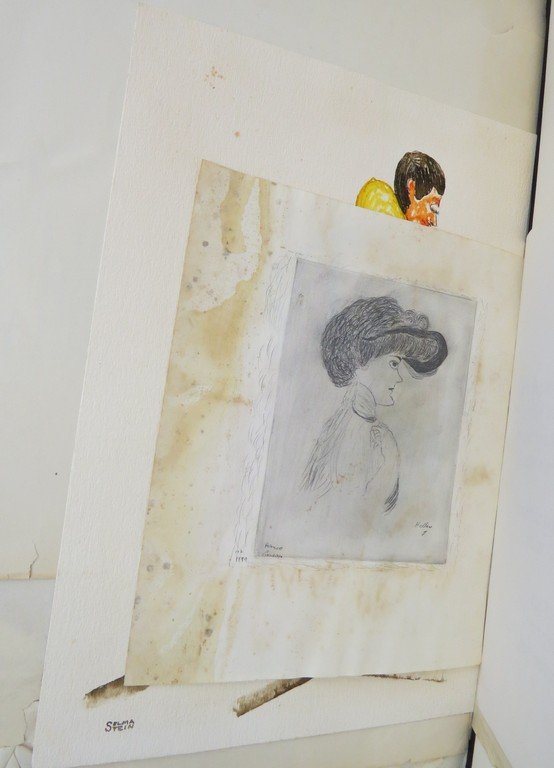 LARGE PORTFOLIO ORIGINAL WORKS ON PAPER, MANY SKETCHES, (1 of 6)