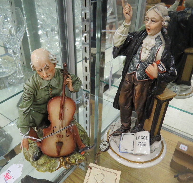 LOT (2) CAPO DI MONTE DECORATED PORCELAIN FIGURES, (1 of 5)