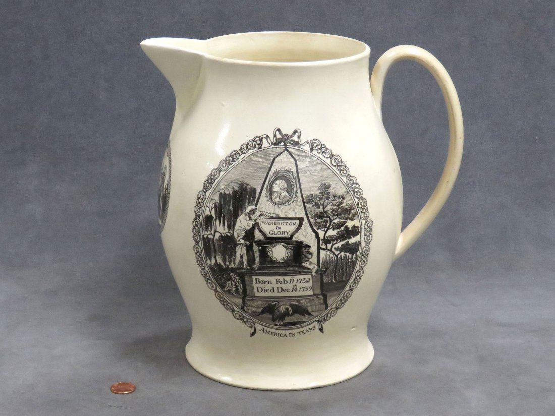 LIVERPOOL HISTORIC POTTERY PITCHER, MOURNING OF GEORGE (1 of 4)