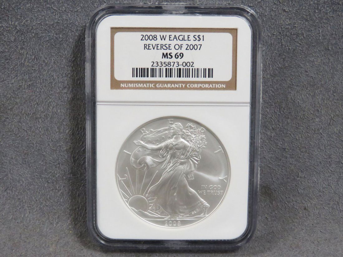 2008-W AMERICAN EAGLE SILVER DOLLAR COIN (REVERSE OF (1 of 3)